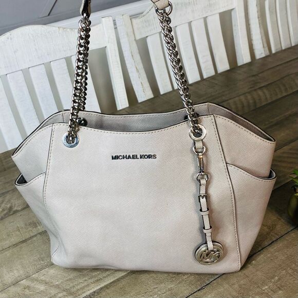 Michael Kors Jet Set‎ Travel Large Chain Shoulder Bag (Optic White) - Picture 1 of 9